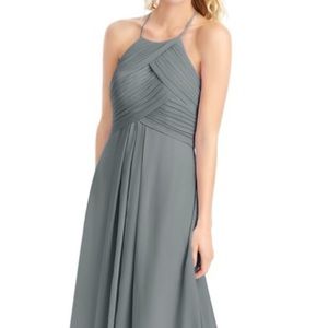 Azazie ginger maxi bridesmaid dress in steel grey